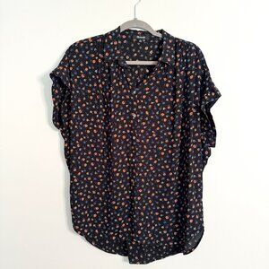 Madewell Central Drapey Blouse in Prairie Posies Floral - Medium